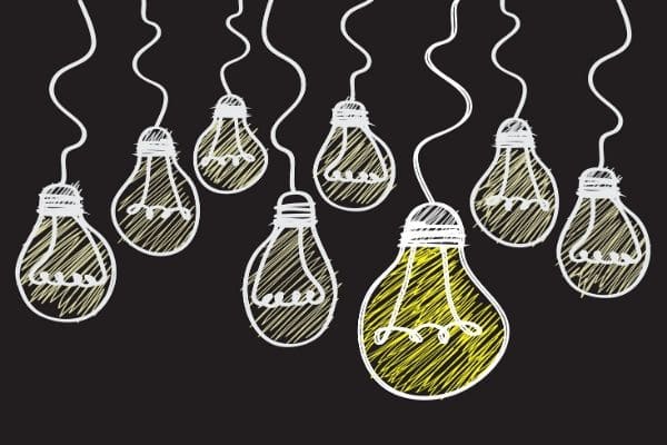 Job Posting SEO Hand drawn light bulbs representing good ideas for job posting SEO.