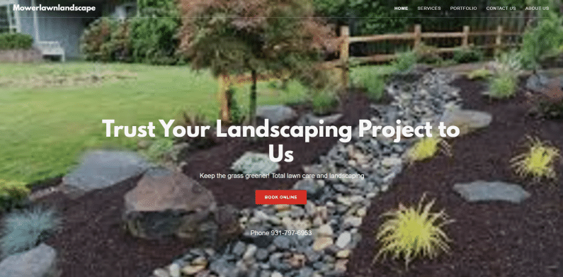 Example Website ROI Audits 2 Screenshot Mower Lawn Landscape website.